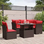 vidaXL Patio Sofa Set with Cushions Modular Outdoor Seating 6 Piece Poly Rattan