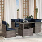 vidaXL Patio Sofa Set with Cushions Modular Outdoor Seating 6 Piece Poly Rattan