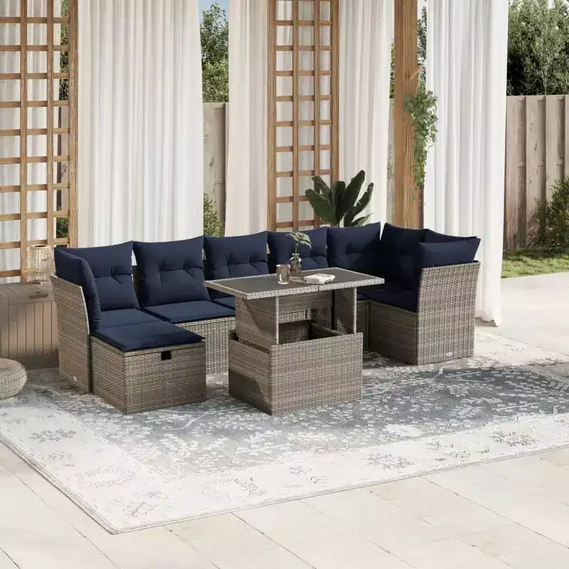 vidaXL 8 Piece Garden Sofa Set with Cushions Poly Rattan