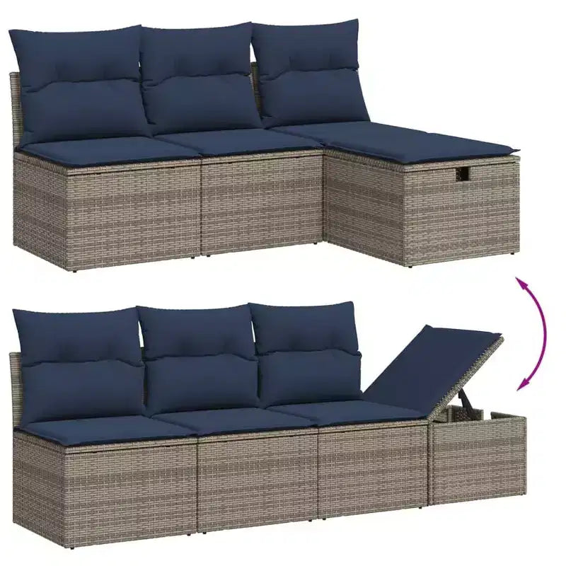 vidaXL 8 Piece Garden Sofa Set with Cushions Poly Rattan