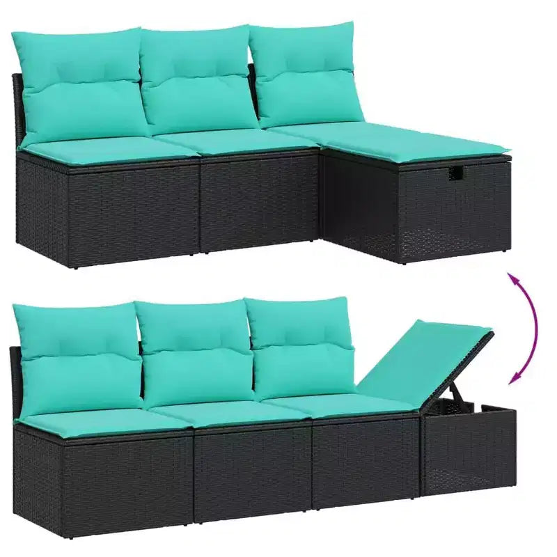 vidaXL 8 Piece Garden Sofa Set with Cushions Poly Rattan