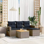 vidaXL 5 Piece Garden Sofa Set with Cushions Grey Poly Rattan