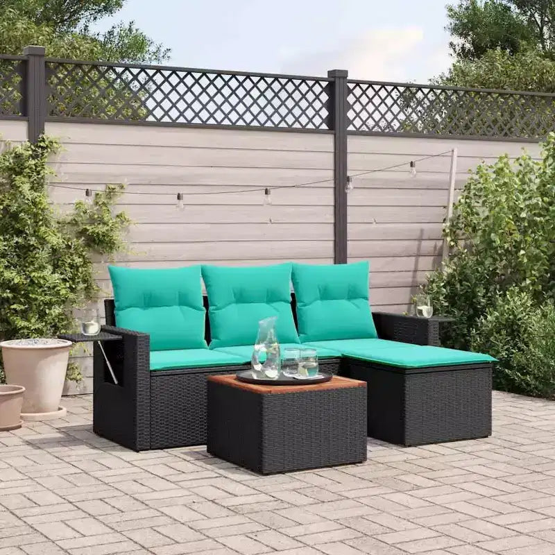 vidaXL 5 Piece Garden Sofa Set with Cushions Grey Poly Rattan