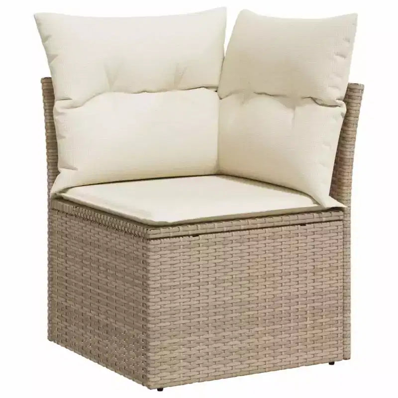 vidaXL 7 Piece Patio Sofa Set with Cushions, Poly Rattan Outdoor Sectional, Modular, Adjustable Table