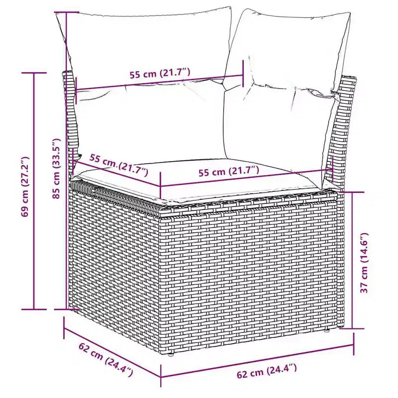 vidaXL 7 Piece Patio Sofa Set with Cushions, Poly Rattan Outdoor Sectional, Modular, Adjustable Table