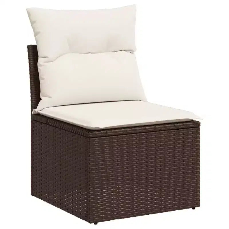 vidaXL 7 Piece Patio Sofa Set with Cushions, Poly Rattan Outdoor Sectional, Modular, Adjustable Table