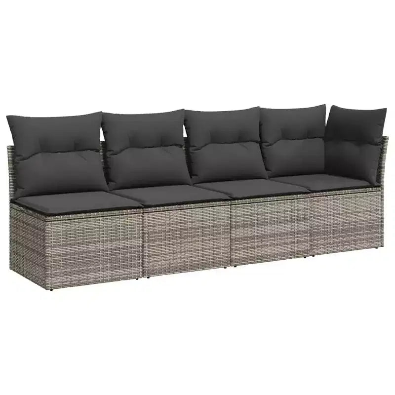 vidaXL 7 Piece Patio Sofa Set with Cushions, Poly Rattan Outdoor Sectional, Modular, Adjustable Table