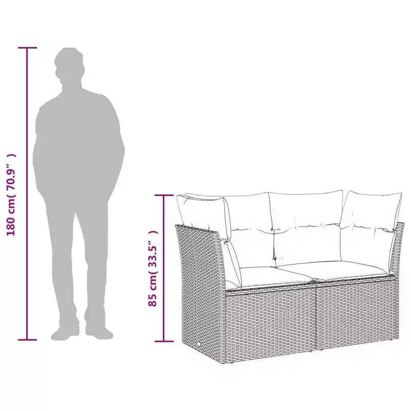 vidaXL 7 Piece Patio Sofa Set with Cushions, Poly Rattan Outdoor Sectional, Modular, Adjustable Table