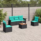 vidaXL 6 Piece Garden Sofa Set with Cushions Grey Poly Rattan