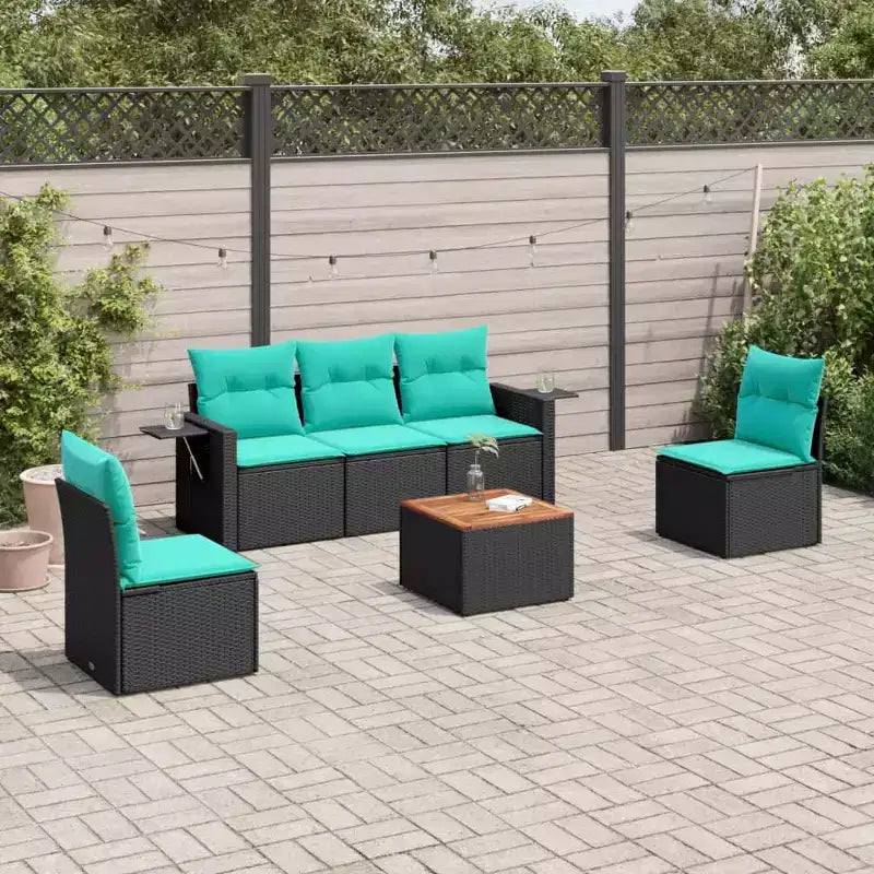 vidaXL 6 Piece Garden Sofa Set with Cushions Grey Poly Rattan