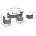 vidaXL 6 Piece Garden Sofa Set with Cushions Grey Poly Rattan