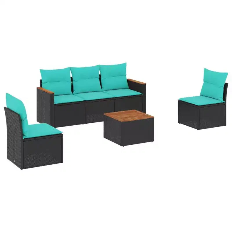 vidaXL 6 Piece Garden Sofa Set with Cushions Grey Poly Rattan