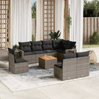 vidaXL 9 Piece Garden Sofa Set with Cushions Black Poly Rattan