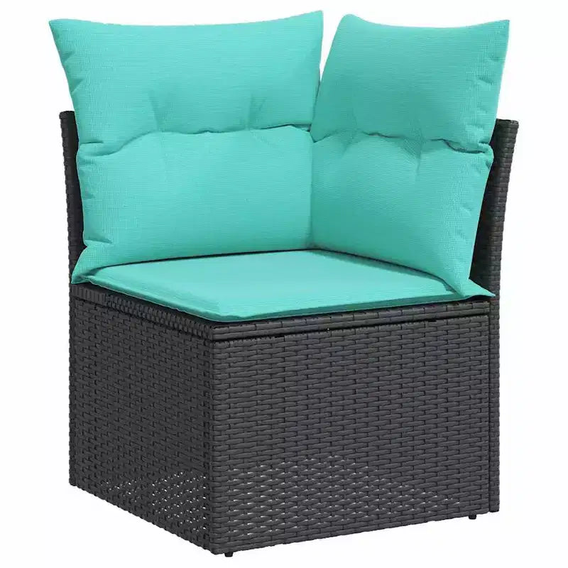 vidaXL 9 Piece Garden Sofa Set with Cushions Black Poly Rattan