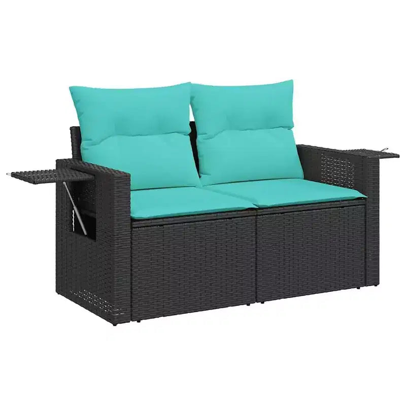 vidaXL 9 Piece Garden Sofa Set with Cushions Black Poly Rattan