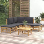 vidaXL 5 Piece Patio Lounge Set with Cushions Bamboo