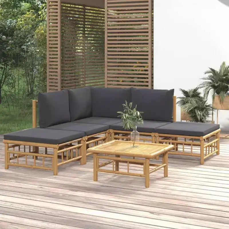vidaXL 5 Piece Patio Lounge Set with Cushions Bamboo