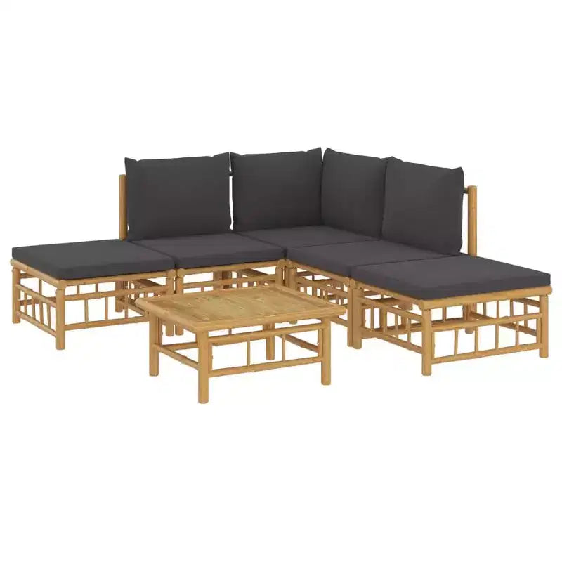 vidaXL 5 Piece Patio Lounge Set with Cushions Bamboo