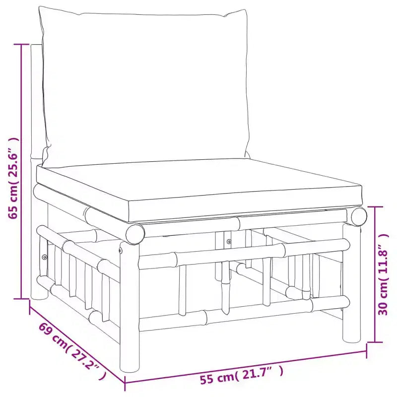 vidaXL 5 Piece Patio Lounge Set with Cushions Bamboo