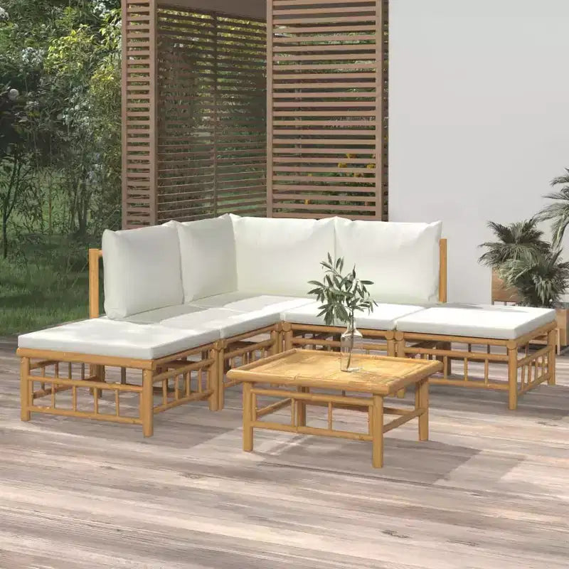 vidaXL 5 Piece Patio Lounge Set with Cushions Bamboo