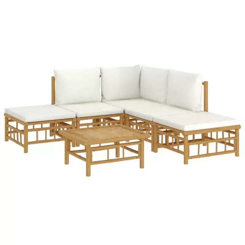 vidaXL 5 Piece Patio Lounge Set with Cushions Bamboo