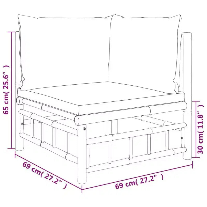 vidaXL 5 Piece Patio Lounge Set with Cushions Bamboo