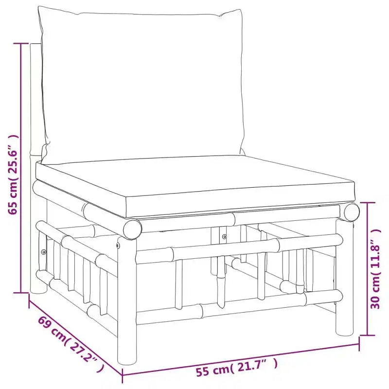 vidaXL 5 Piece Patio Lounge Set with Cushions Bamboo