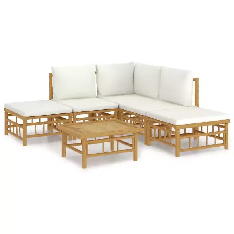 vidaXL 5 Piece Patio Lounge Set with Cushions Bamboo