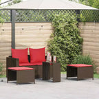 vidaXL 5 Piece Patio Sofa Set with Cushions Stackable Gray Poly Rattan