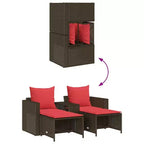 vidaXL 5 Piece Patio Sofa Set with Cushions Stackable Gray Poly Rattan