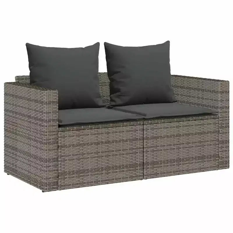 vidaXL 5 Piece Patio Sofa Set with Cushions Stackable Gray Poly Rattan