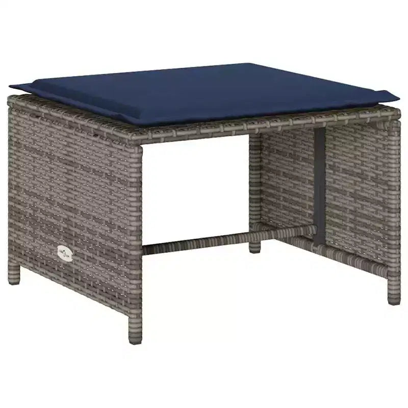 vidaXL 5 Piece Patio Sofa Set with Cushions Stackable Gray Poly Rattan