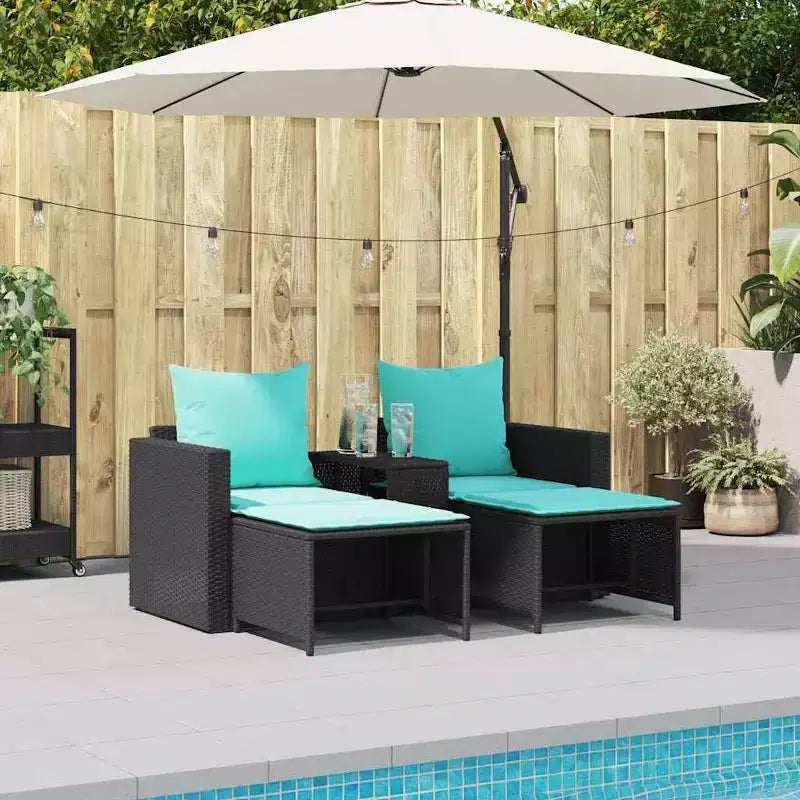 vidaXL 5 Piece Patio Sofa Set with Cushions Stackable Gray Poly Rattan