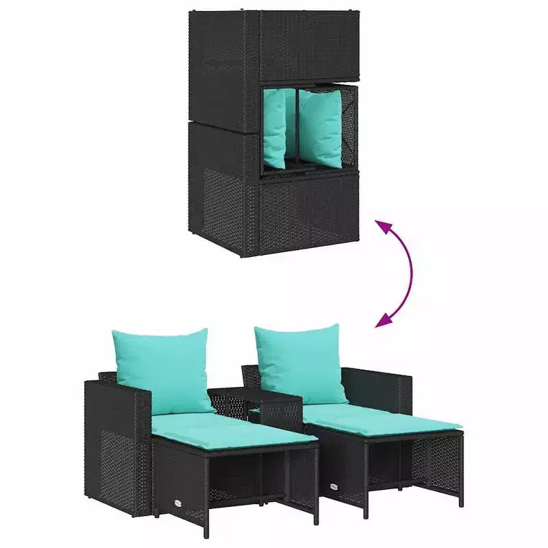 vidaXL 5 Piece Patio Sofa Set with Cushions Stackable Gray Poly Rattan