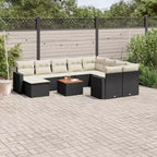 vidaXL Patio Sofa Set with Cushions Outdoor Furniture 11 Piece Poly Rattan