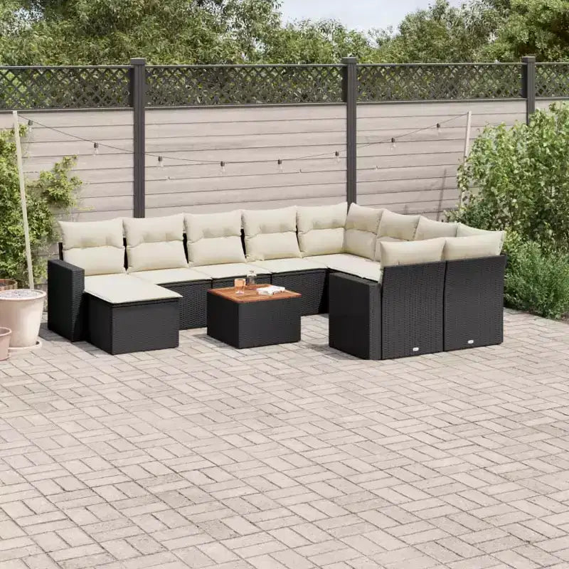 vidaXL Patio Sofa Set with Cushions Outdoor Furniture 11 Piece Poly Rattan