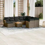 vidaXL Patio Sofa Set with Cushions Outdoor Furniture 11 Piece Poly Rattan