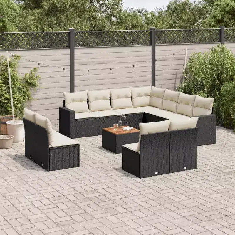 vidaXL Salon de jardin 12 pièces avec coussins en résine tressée beige