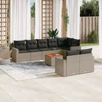 vidaXL Salon de jardin 9 pcs avec coussins résine tressée