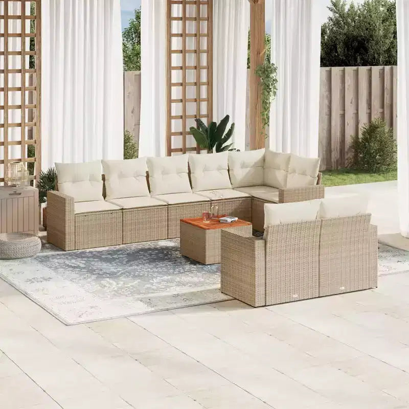 vidaXL Salon de jardin 9 pcs avec coussins résine tressée