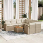 vidaXL Salon de jardin avec coussins 9 pièces résine tressée