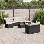vidaXL Patio Sofa Set with Cushions Outdoor Furniture 10 Piece Poly Rattan