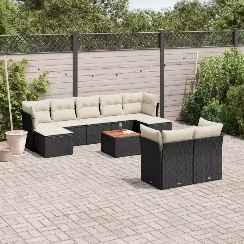 vidaXL Patio Sofa Set with Cushions Outdoor Furniture 10 Piece Poly Rattan