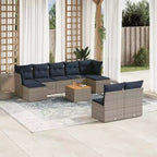 vidaXL Patio Sofa Set with Cushions Outdoor Furniture 10 Piece Poly Rattan