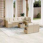 vidaXL Patio Sofa Set with Cushions Outdoor Furniture 10 Piece Poly Rattan
