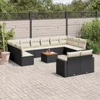 vidaXL Salon de jardin avec coussins, mobilier d'extérieur 13 pièces en résine tressée