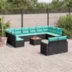 vidaXL 13 Piece Patio Sofa Set with Cushions Gray Poly Rattan
