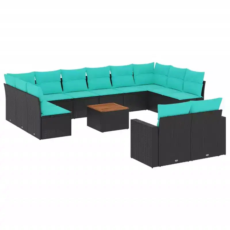 vidaXL 13 Piece Patio Sofa Set with Cushions Gray Poly Rattan