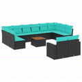 vidaXL 13 Piece Patio Sofa Set with Cushions Gray Poly Rattan