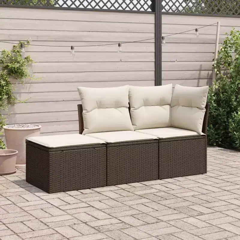 vidaXL Salon de jardin avec coussins 3 pièces en résine tressée